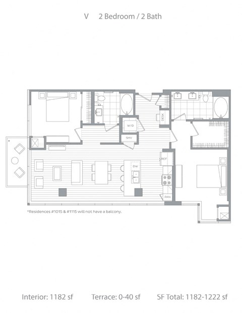 Floor plan for 2 beds, 2 baths, 1209 sqft